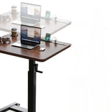 Adjustable Brown Top Casters T-Shape Standing Desk Image - 8