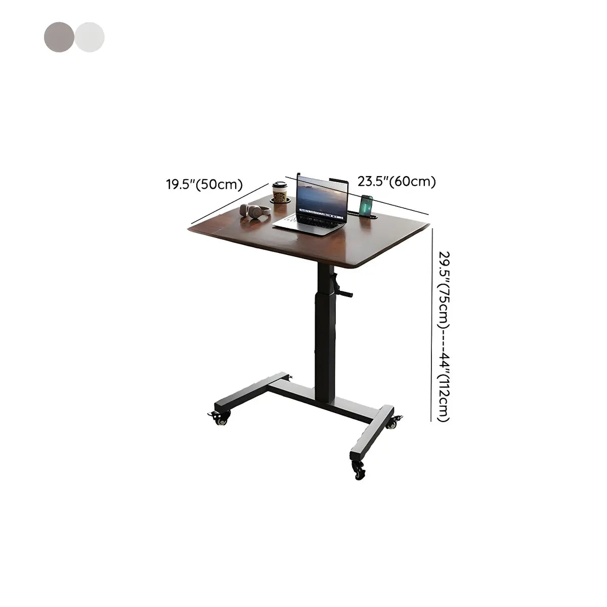 Adjustable Brown Top Casters T-Shape Standing Desk 