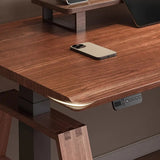 Adjustable Brown Wood Rectangle Sledge Standing Desk Image - 9