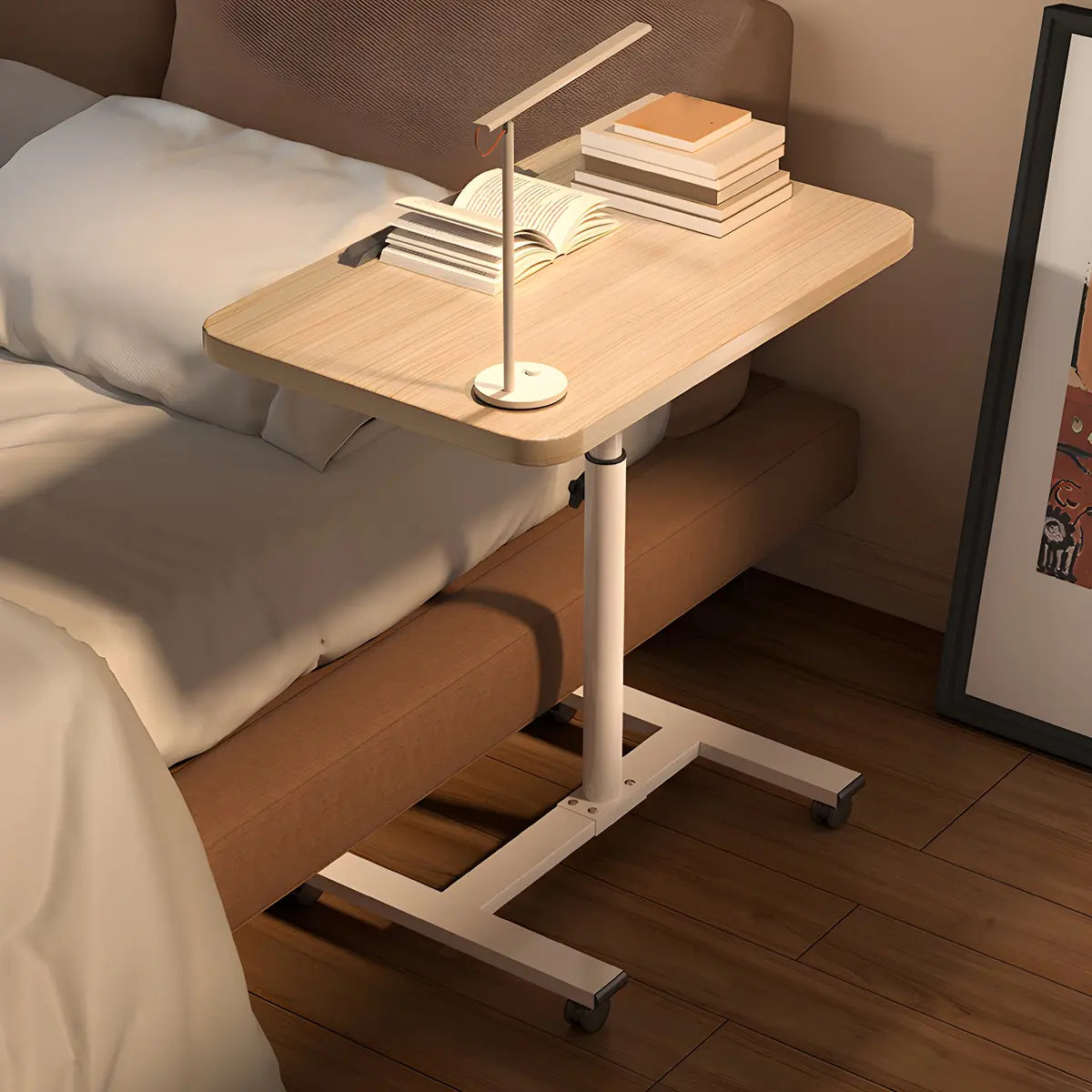 Adjustable Casters Wooden T-Shape Small Standing Desk Image - 1