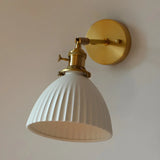 Adjustable Ceramic Shade Cone Brass Reading Wall Lamp Image - 10