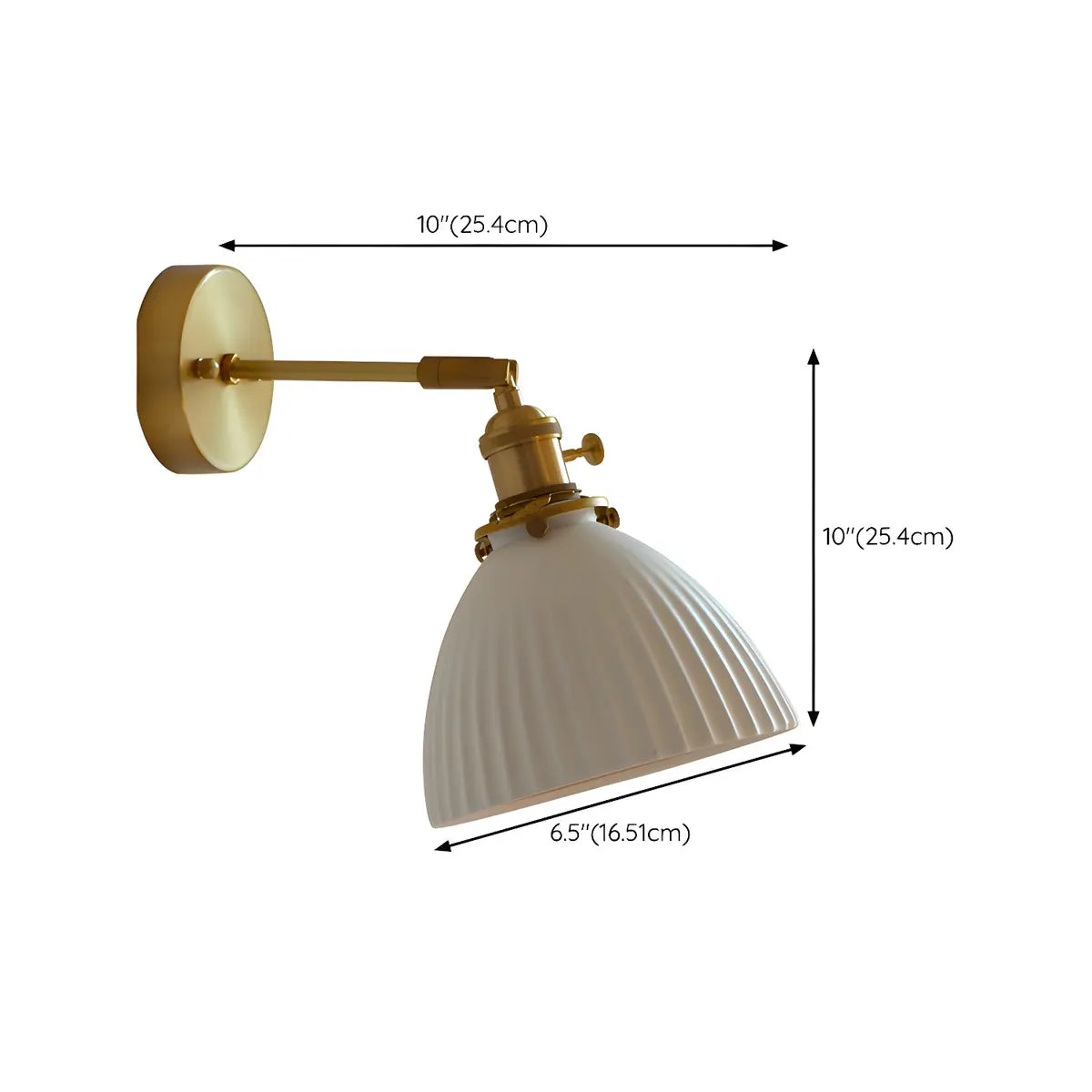 Adjustable Ceramic Shade Cone Brass Reading Wall Lamp 