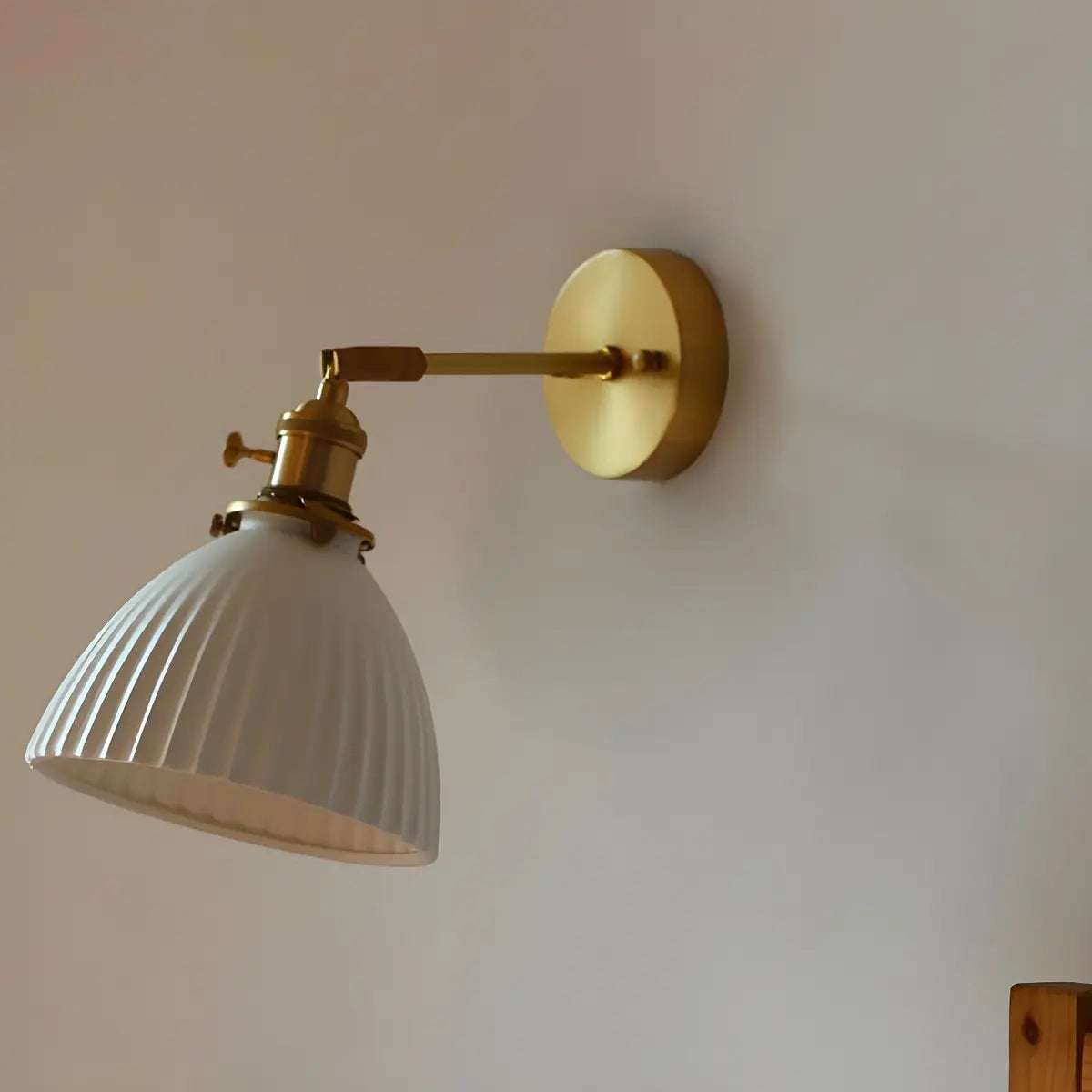 Adjustable Ceramic Shade Cone Brass Reading Wall Lamp Image - 4