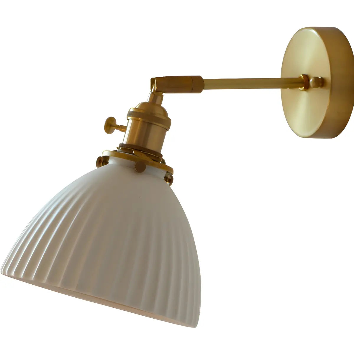 Adjustable Ceramic Shade Cone Brass Reading Wall Lamp Image - 5