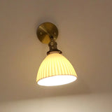 Adjustable Ceramic Shade Cone Brass Reading Wall Lamp Image - 7