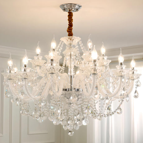 Adjustable Chain Clear Crystal Candle Chandelier Image - 1