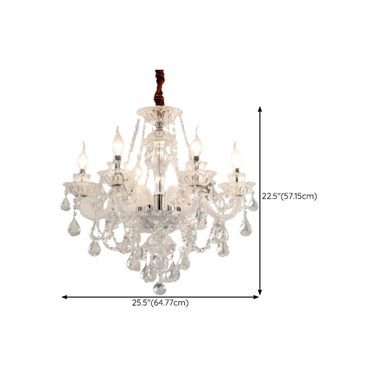 Adjustable Chain Clear Crystal Candle Chandelier Image - 16