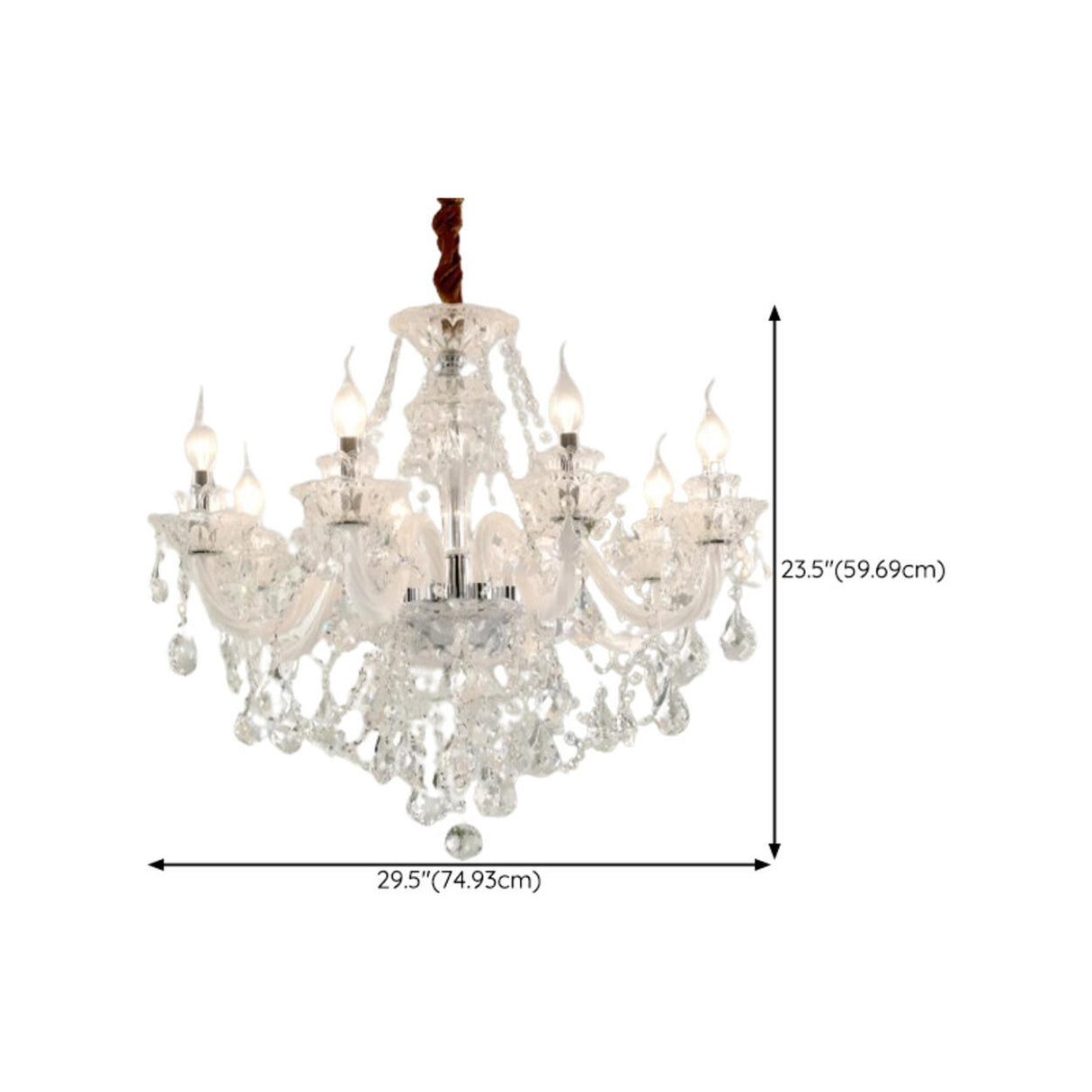 Adjustable Chain Clear Crystal Candle Chandelier Image - 17