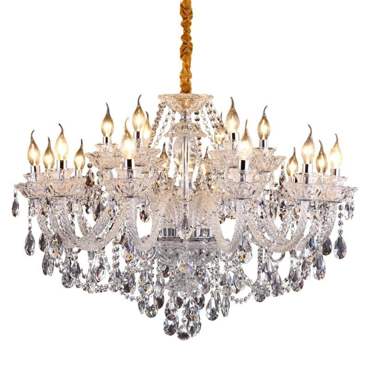 Adjustable Chain Clear Crystal Candle Chandelier Image - 5