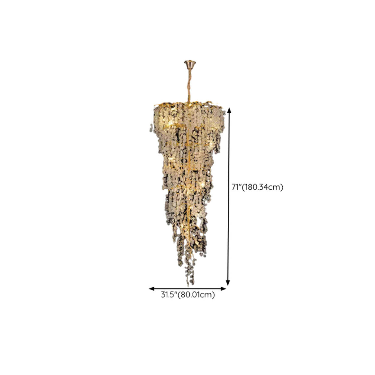 Adjustable Chain Gold Cascading Crystal Chandelier 