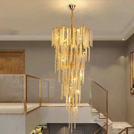 Adjustable Chain Gold Cascading Crystal Chandelier Image - 2