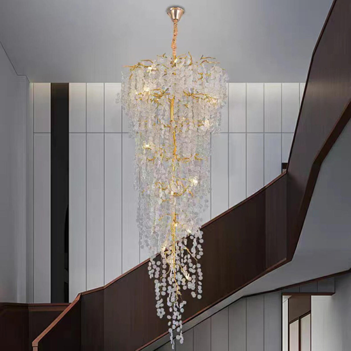 Adjustable Chain Gold Cascading Crystal Chandelier Image - 7