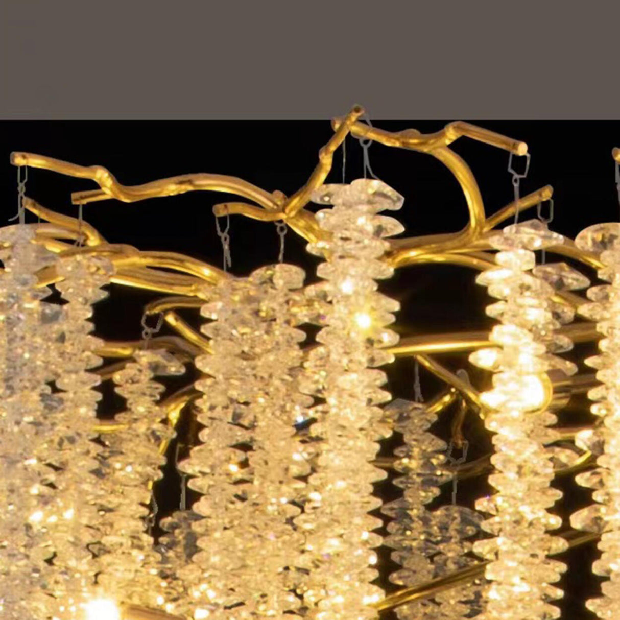 Adjustable Chain Gold Cascading Crystal Chandelier Image - 8