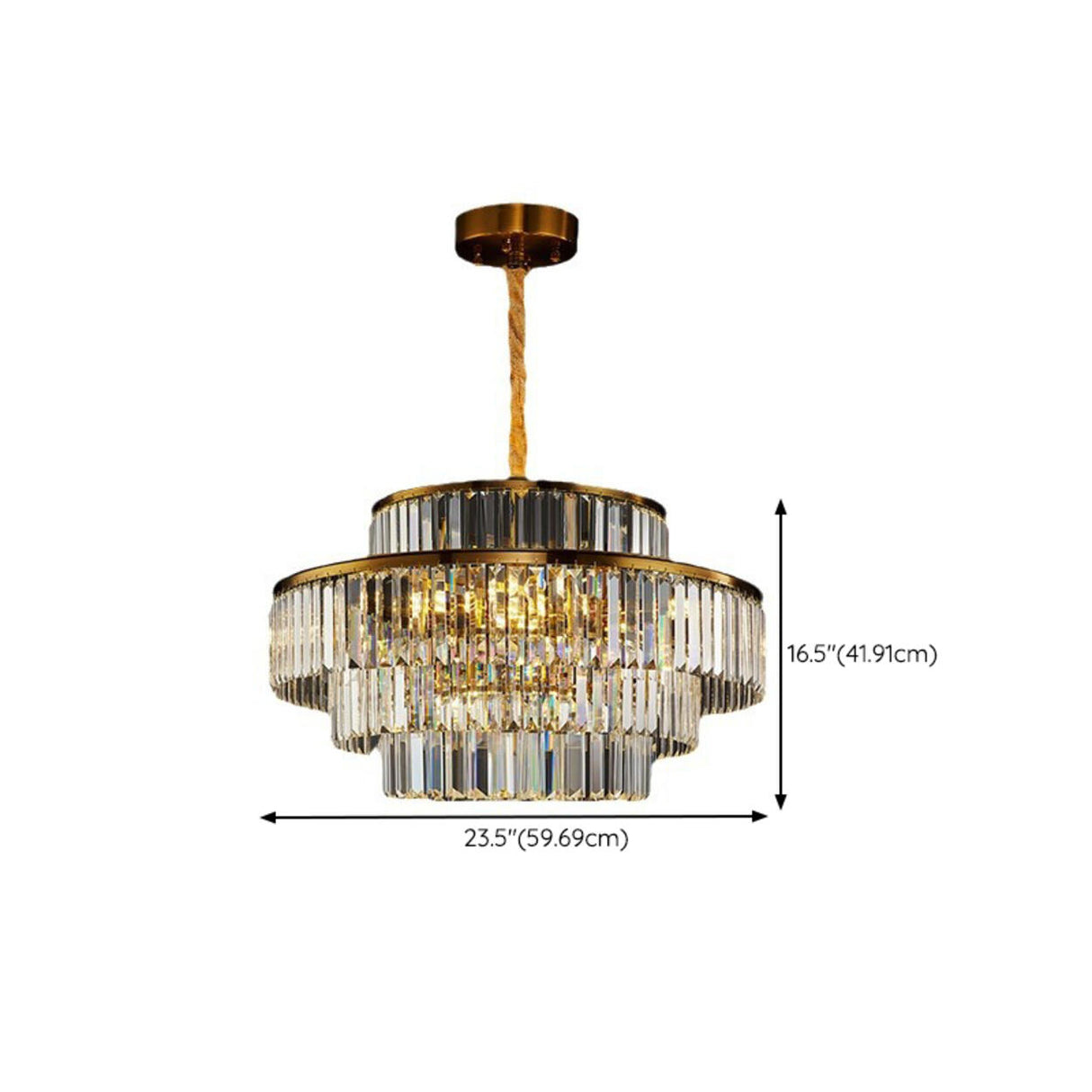 Adjustable Chain Luxury Gold Tiered Crystal Chandelier 