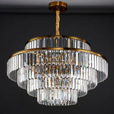 Adjustable Chain Luxury Gold Tiered Crystal Chandelier Image - 8