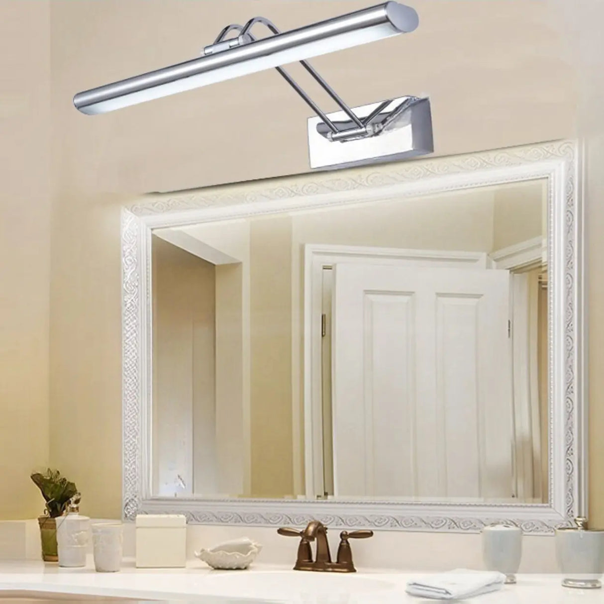 Adjustable Chrome Linear Bathroom Vanity Light Fixture Image - 4