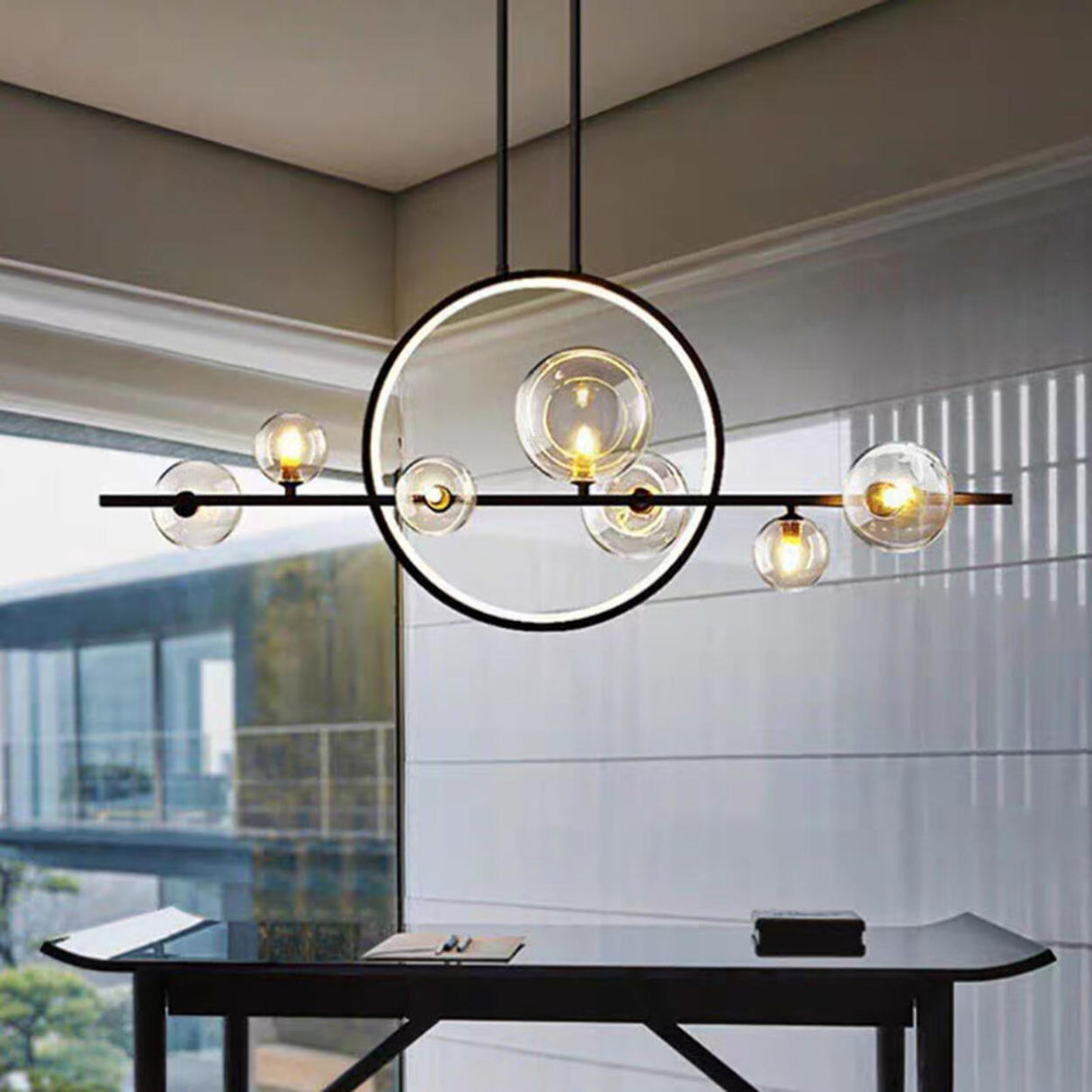 Adjustable Circular and Globe Island Pendant Light Image - 4