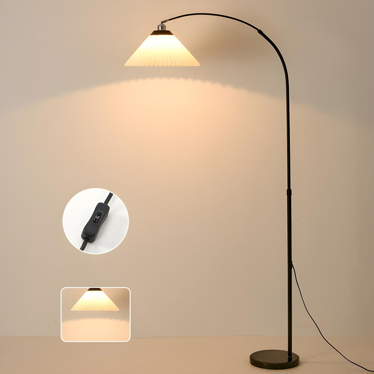 Adjustable Classic Cone Arched Metal Floor Lamp Image - 11