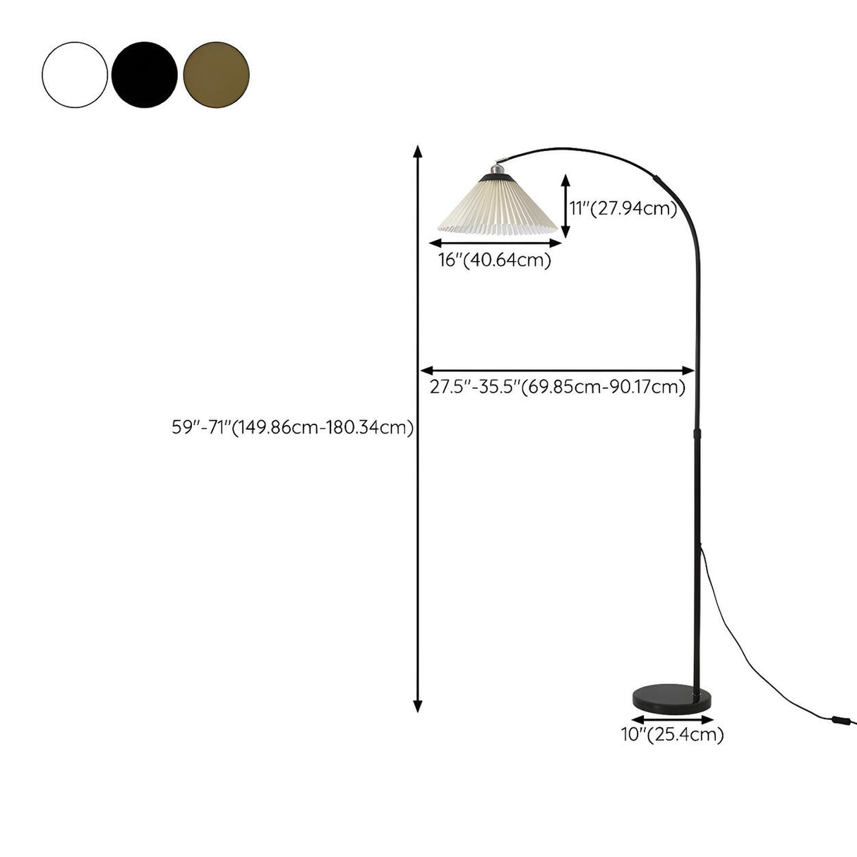 Adjustable Classic Cone Arched Metal Floor Lamp 