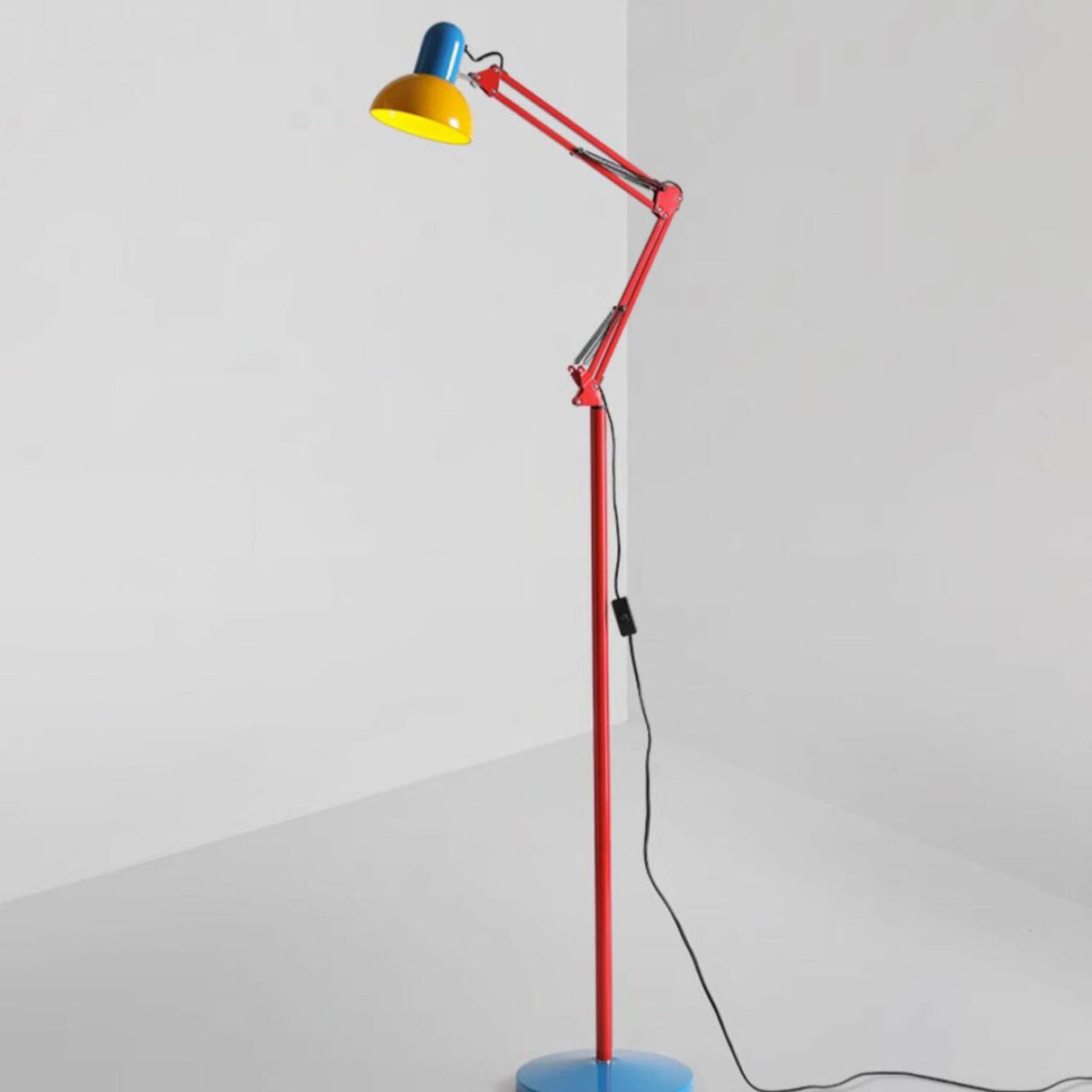 Adjustable Colorful Bowl Metal Swing Arm Floor Lamp Image - 4