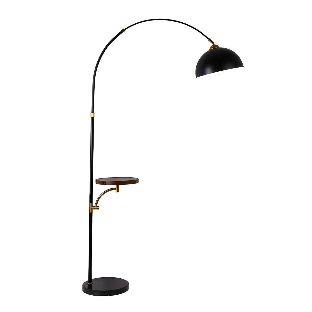 Adjustable Cone and Arched Floor Lamp with Side Table Image - 2