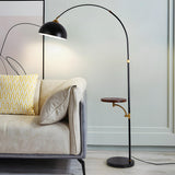 Adjustable Cone and Arched Floor Lamp with Side Table Image - 3