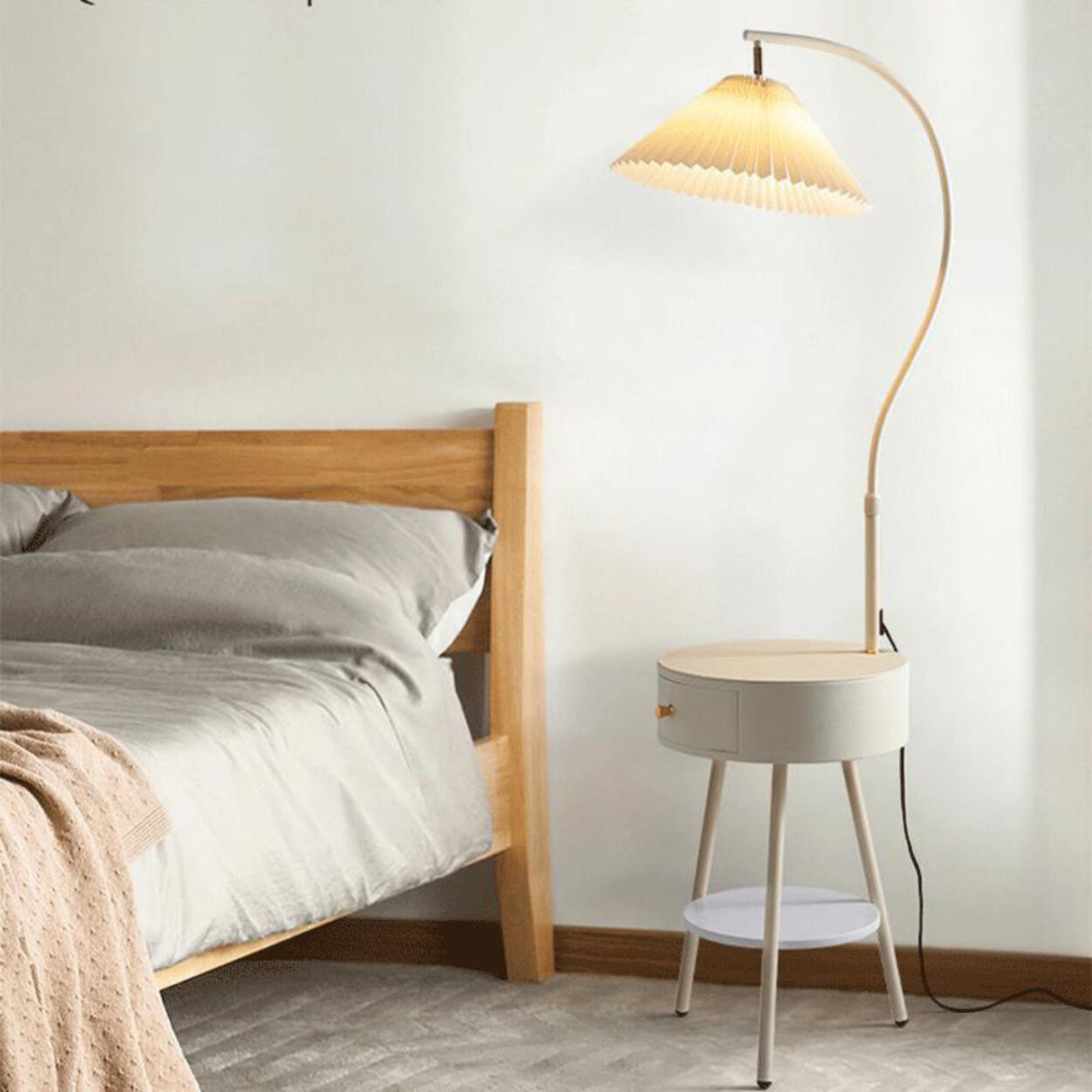 Adjustable Cone Modern Metal Floor Lamp with Storage Image - 12