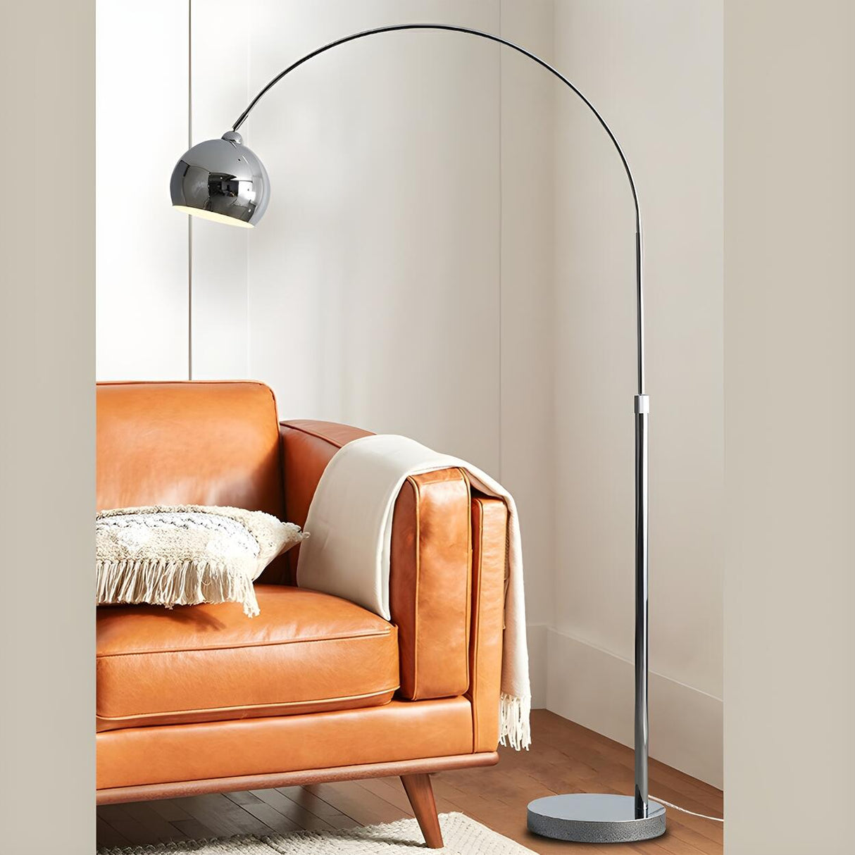 Adjustable Contemporary Black Dome and Arc Floor Lamp Image - 13