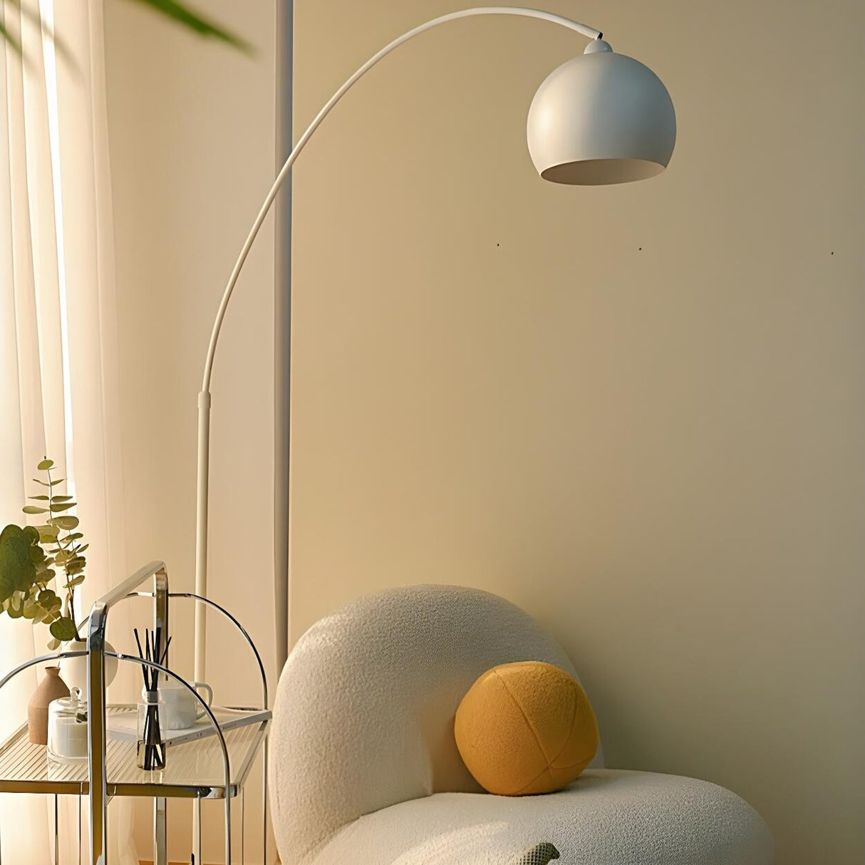 Adjustable Contemporary Black Dome and Arc Floor Lamp Image - 3