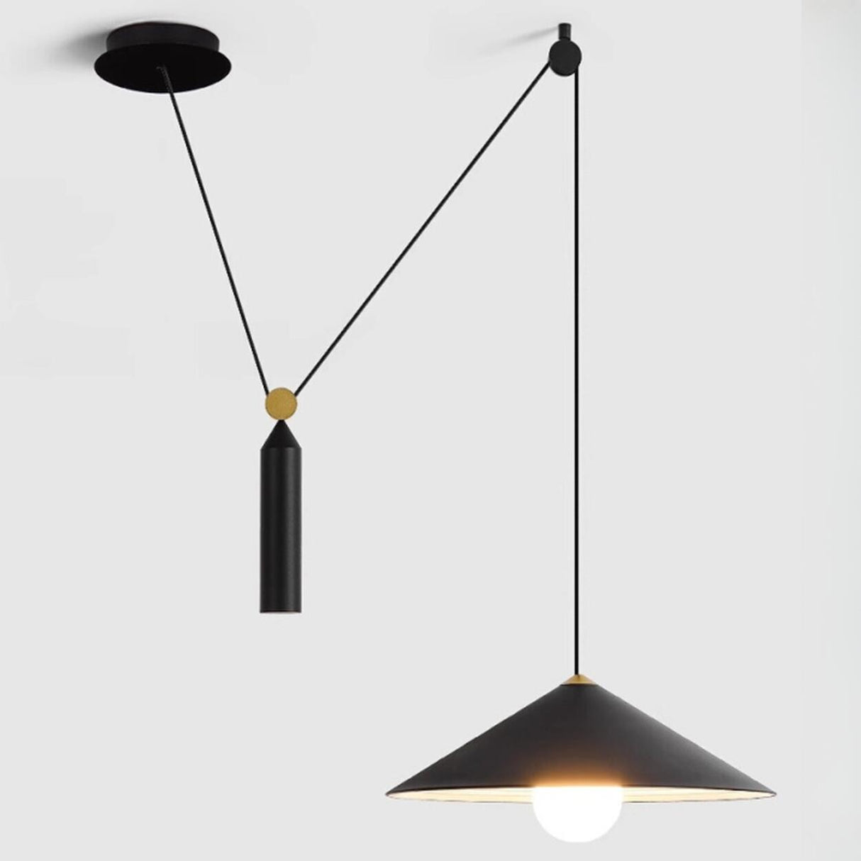 Adjustable Cord Modern Iron Cone Conical Pendant Light Image - 1