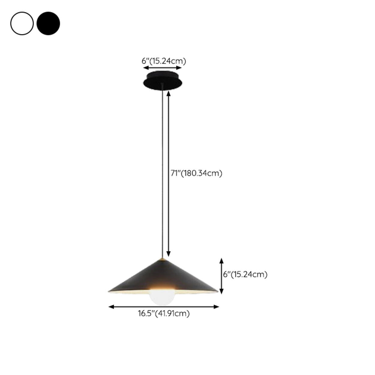 Adjustable Cord Modern Iron Cone Conical Pendant Light 