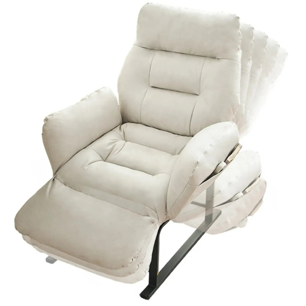 Adjustable Cream Cotton Manual Push Back Single Recliner Image - 4