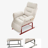 Adjustable Cream Cotton Manual Push Back Single Recliner Image - 6