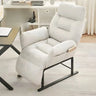 Adjustable Cream Cotton Manual Push Back Single Recliner Image - 7