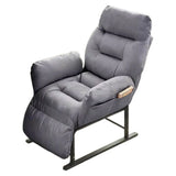 Adjustable Cream Cotton Manual Push Back Single Recliner Image - 8