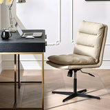 Adjustable Cream Modern Task Leather Steel Office Chair Image - 1