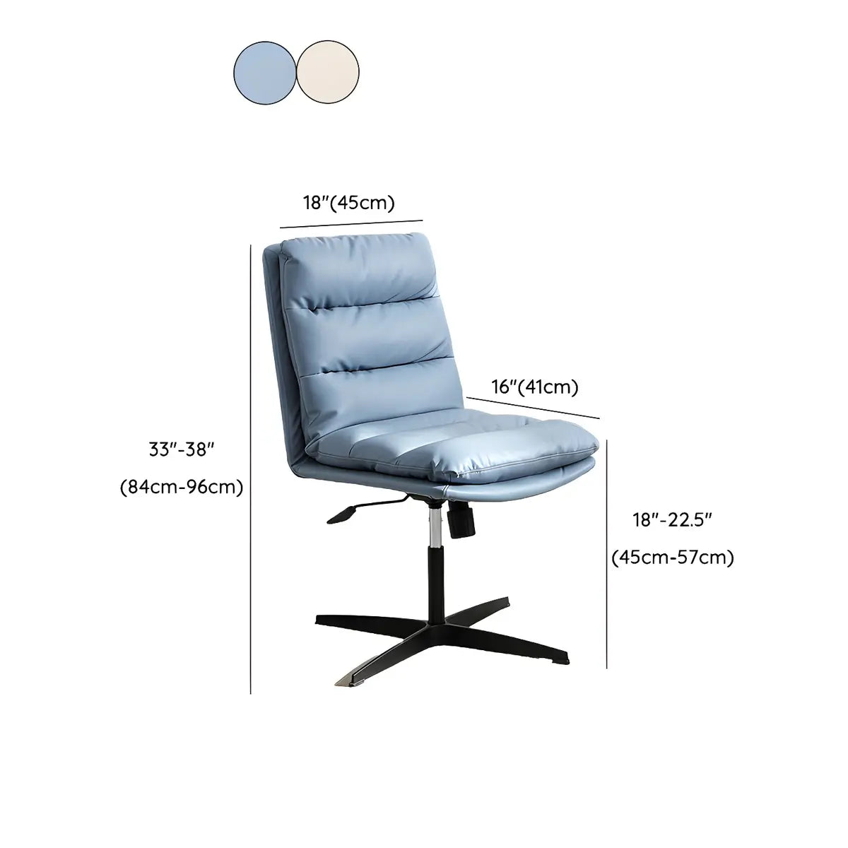 Adjustable Cream Modern Task Leather Steel Office Chair 