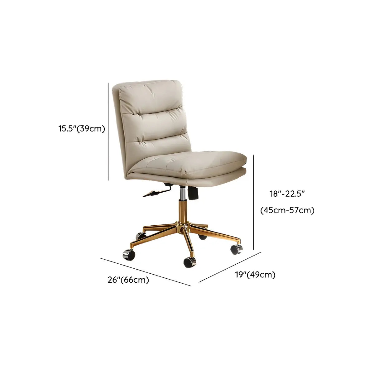 Adjustable Cream Modern Task Leather Steel Office Chair Image - 21