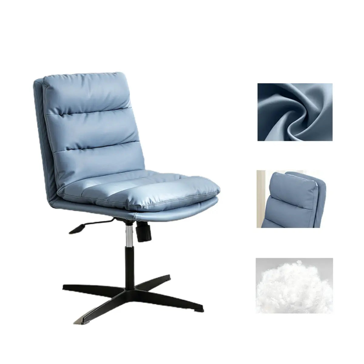 Adjustable Cream Modern Task Leather Steel Office Chair Image - 7