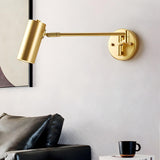 Adjustable Cylinder Bedside Gold Swing Arm Wall Sconce Image - 15