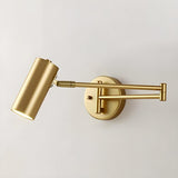 Adjustable Cylinder Bedside Gold Swing Arm Wall Sconce Image - 3