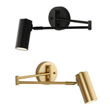 Adjustable Cylinder Bedside Gold Swing Arm Wall Sconce Image - 7