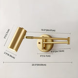 Adjustable Cylinder Bedside Gold Swing Arm Wall Sconce Image - 8