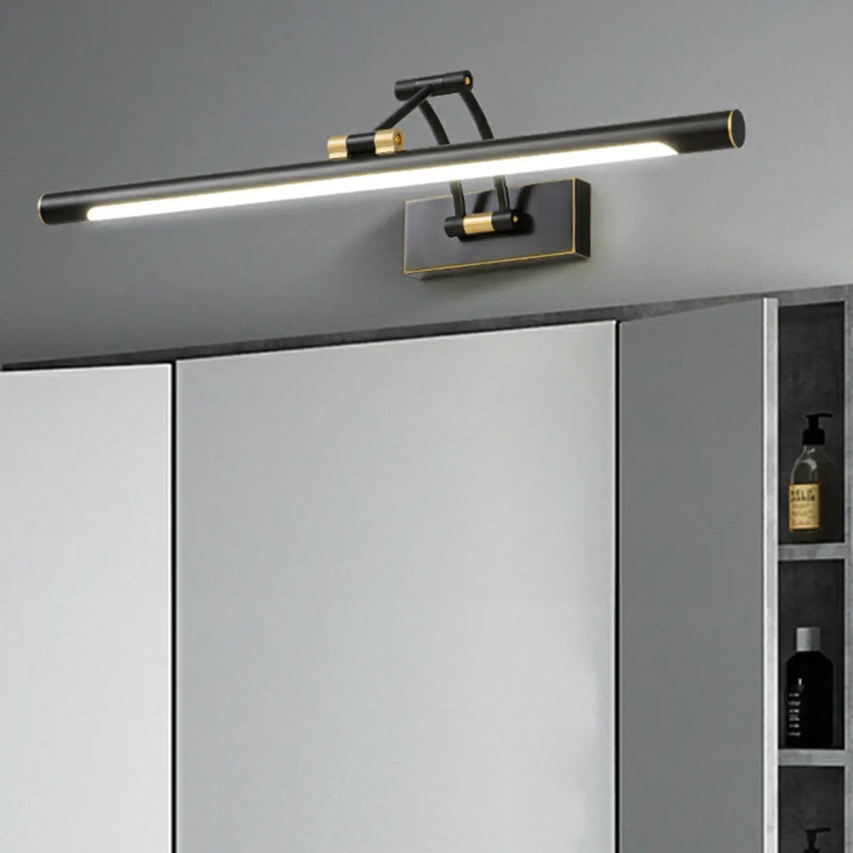 Adjustable Cylinder Black Metal Modern Vanity Light Image - 3