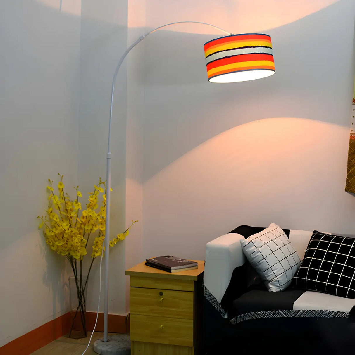 Adjustable Decorative Rainbow Cylinder Metal Floor Lamp Image - 14