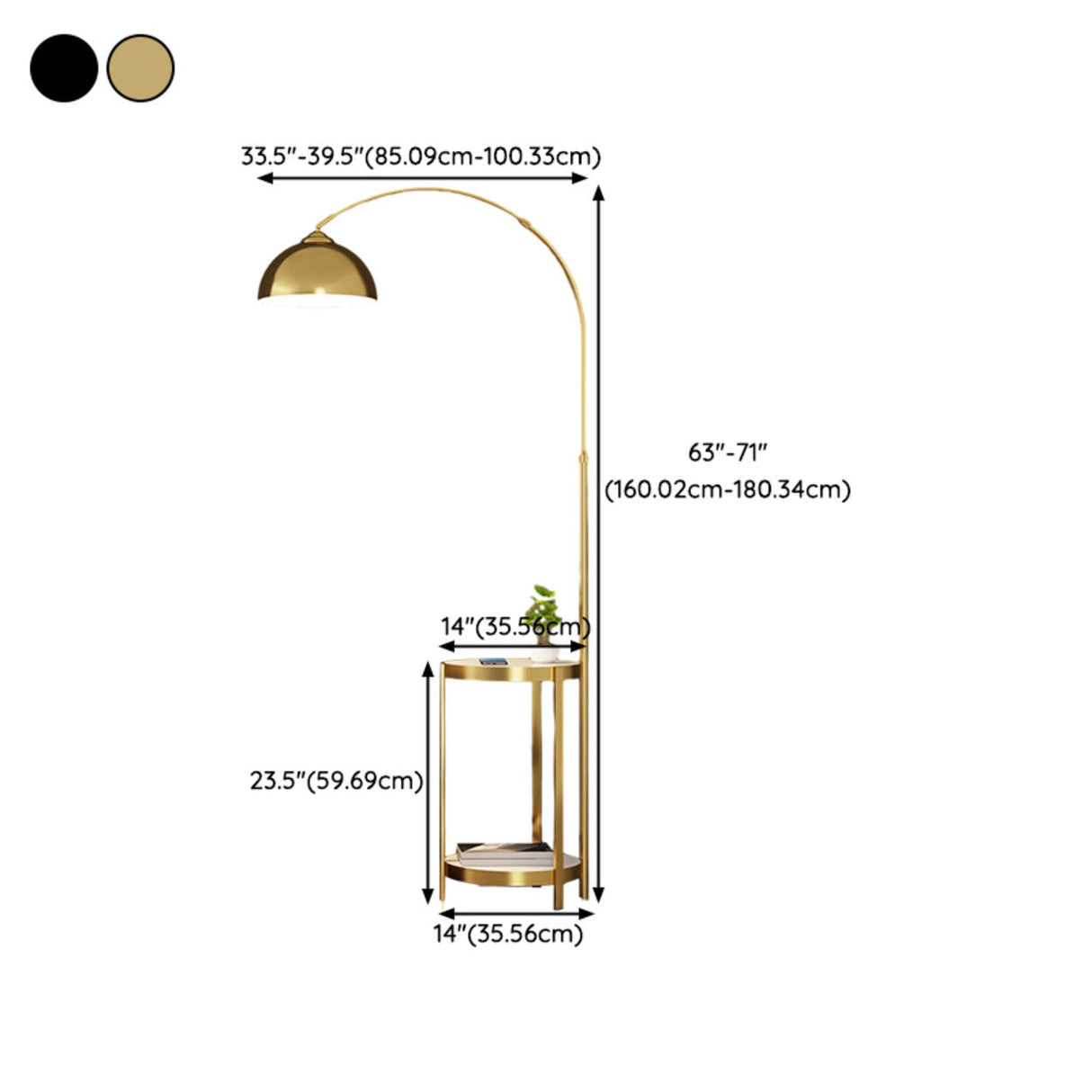 Adjustable Dome and Arc Modern Floor Lamp with Storage 