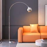 Adjustable Dome Modern Sliver Arched Floor Lamp Image - 7