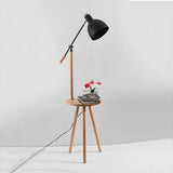 Adjustable Dome Wooden Floor Lamp with Side Table Image - 10