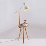 Adjustable Dome Wooden Floor Lamp with Side Table Image - 9