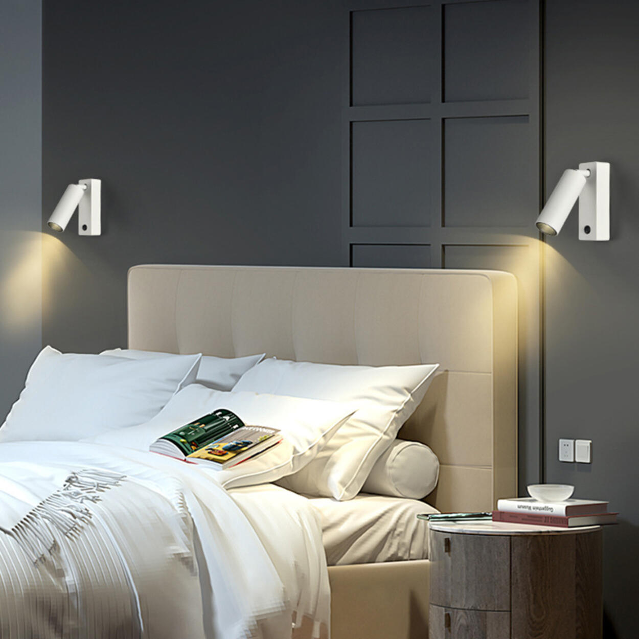 Adjustable Focused Beam Cylinder Bedroom Wall Lamp Image - 1